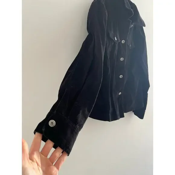 Vintage Rafaella Button Down Velvet Jacket Black Size 10 JL - Picture 2 of 5